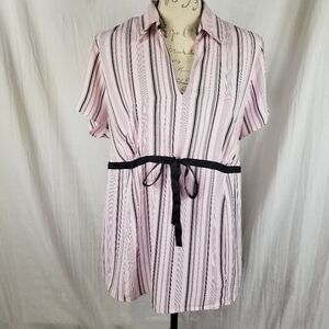 Motherhood Maternity Pink‎ & Brown Collared Blouse Size 1X